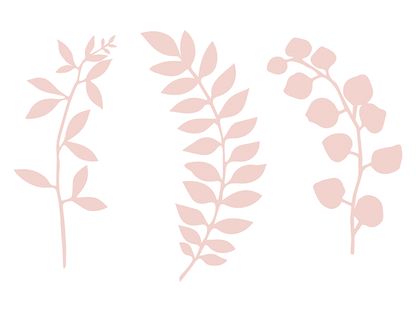 Stolní dekorace větve s listy světle růžové 9ks
