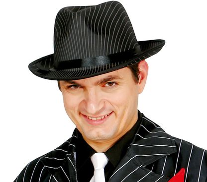 Mafiánský pánský klobouk černý proužkový