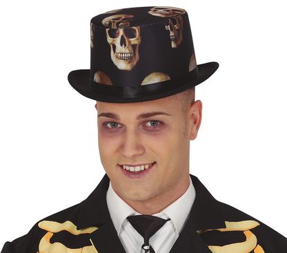 Pánský klobouk Halloweenské kostry filc