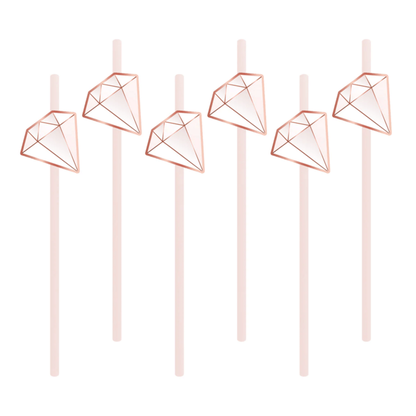 Papírové brčka Diamanty růžovo-zlaté 6ks