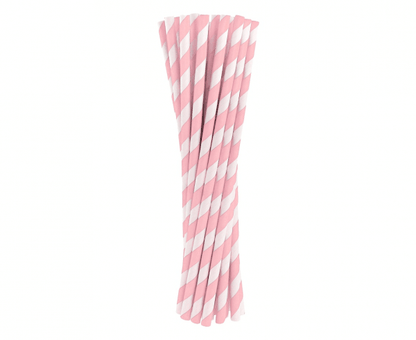Papírové brčka světle růžovo-bílé 24ks