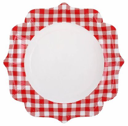 Papírové talíře Piknik červeno-bílé 21cm 10ks