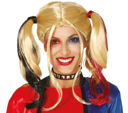 Paruka Harley Quinn černo-červená