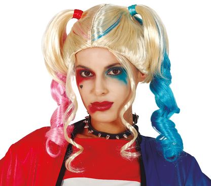 Paruka Harley Quinn růžovo-modré