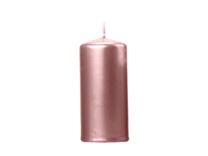 Válcová svíčka růžově zlatá metalická 6ks 12x6cm