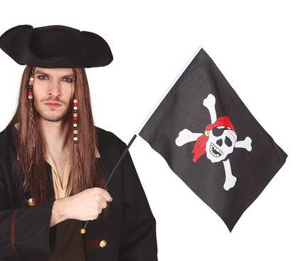 Pirátská vlajka na hůlce 42x30cm