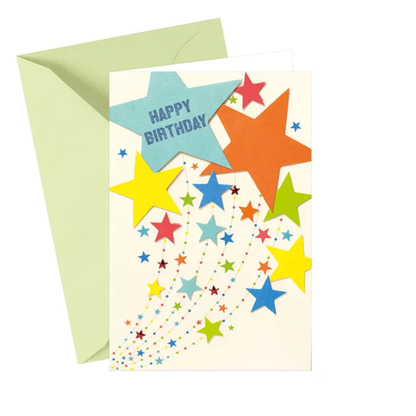 Personalizovaná pohlednice k narozeninám Happy Birthday hvězdy