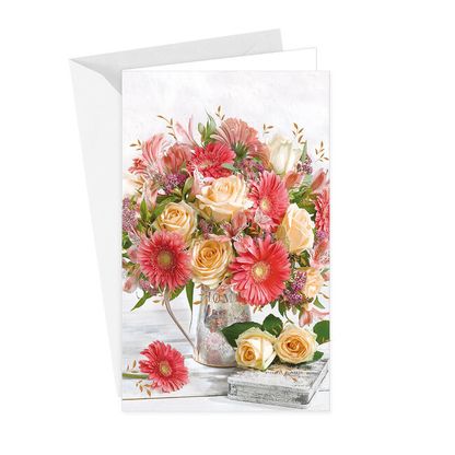 Pohlednice personalizovaná Růžovo-krémový květináč