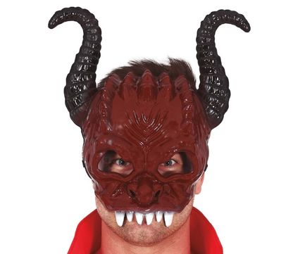 Poloviční maska Démon s parohy PVC