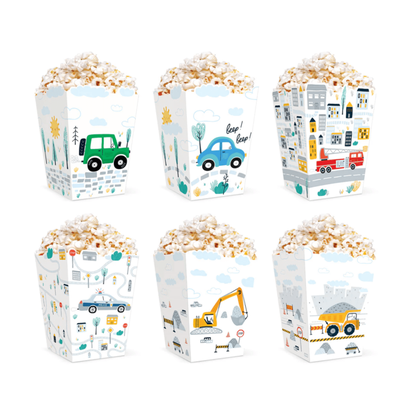 Popcornové krabice Dopravní prostředky 12,5x8,5cm