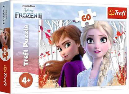 Puzzle Ledové království Elsa a Anna v lese 60 dílků