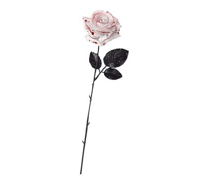 Umělá růže bílá s krví 42cm