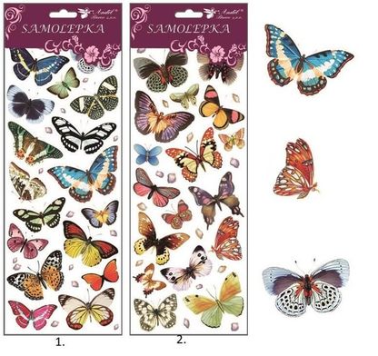 Samolepky Motýlci pastelové s glitry 12x35cm