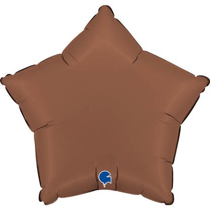 Saténový foliový balón hvězda čokoládově hnědá 45cm
