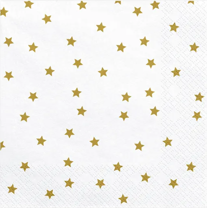 Ubrousky Zlaté hvězdy 33 x 33 cm 20ks