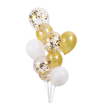 Set balonků bílo-zlaté 10ks 30cm