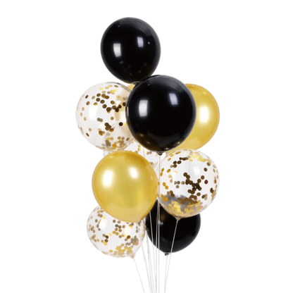 Set balonků černo-zlaté 10ks 30cm