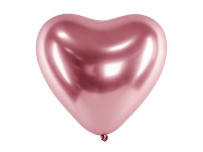 Srdíčkové balónky růžově zlaté 30cm 5ks