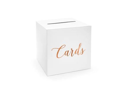 Svatební krabička Cards růžovo-zlatá 24x24x24cm