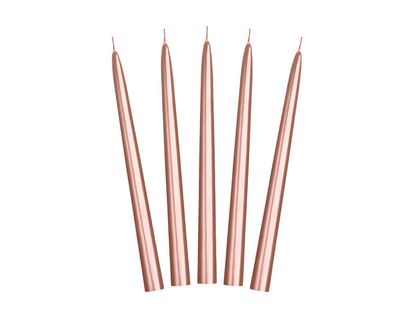 Kónické svíčky růžově zlaté 24cm 10ks