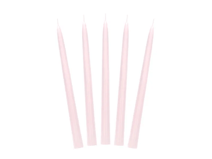 Kónické svíčky světle růžové 24cm 10ks