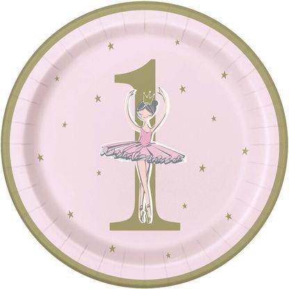 Talíř 1.narozeniny holčička Ballerina 23cm 8ks