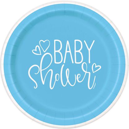 Talíř Baby Shower modrý 23cm 8ks