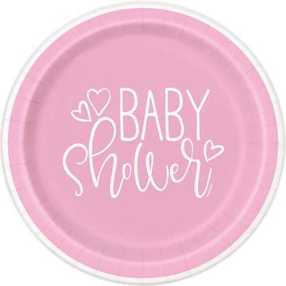 Talíř Baby Shower růžový 23cm 8ks