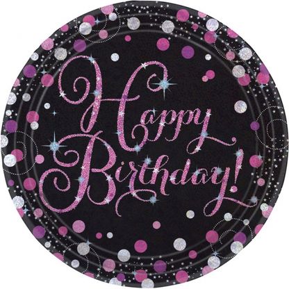 Talíř Happy Birthday Pink Diamonds 22cm 8ks