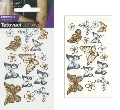 Tetování Motýli stříbrno-zlaté 10,5x6cm