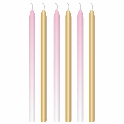 Dortové svíčky zlato-růžové 6ks