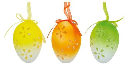 Vajíčka velikonoční barevné vyřezané květiny 6cm 3ks