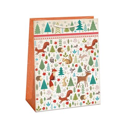 Vánoční dárková taška Lesní zvířátka 29x38x13cm