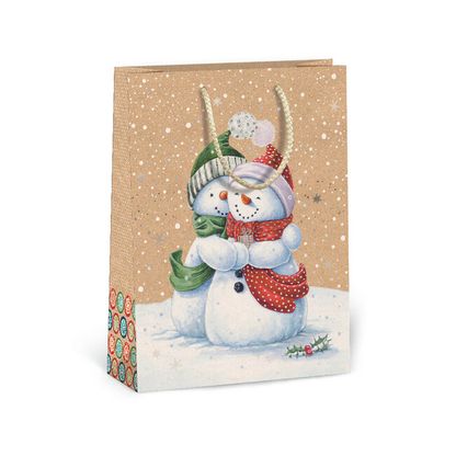 Vánoční dárková taška Šťatstní sněhuláci 23,3x31,3cm