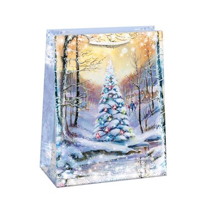 Vánoční dárková taška Vánoční stromek v lese 29x38x13cm