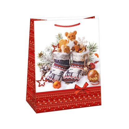 Vánoční dárková taška Zimní kozačky 29x38x13cm