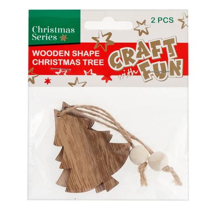 Vánoční dekorace Dřevěný stromek 2ks