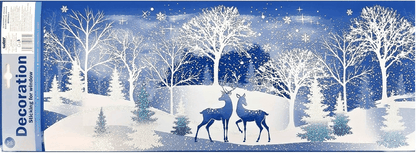 Vánoční okenní fólie Jelen v lese 53x21cm