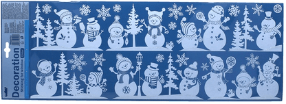 Vánoční okenní fólie Veselí sněhuláci 59x21cm