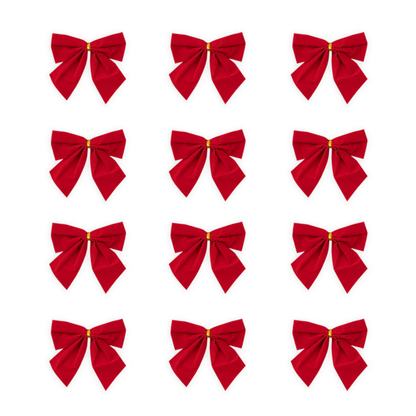 Vánoční dekorační mašle červené 12ks 5x5,5cm