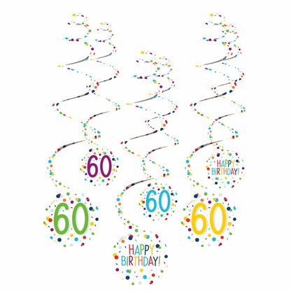 Závěsné spirály 60 narozeniny 61cm 6ks