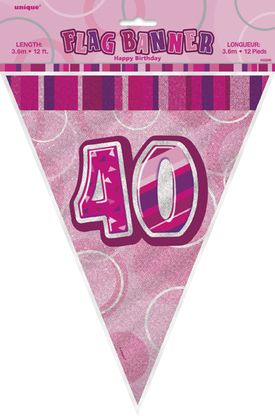 Vlaječky 40.narozeniny růžové 274cm
