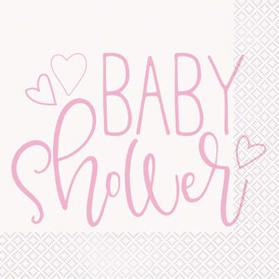 Ubrousky Baby Shower růžové 33cm 16ks