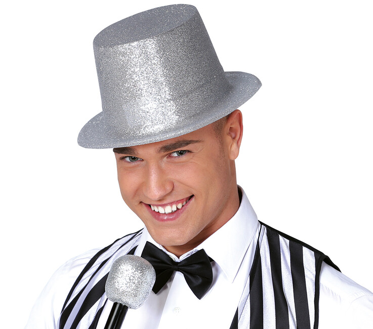 Levně Silvestrovský klobouk stříbrný třpytivý