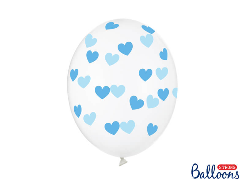 Levně Průsvitné balónky světle modré srdce 30cm 6ks