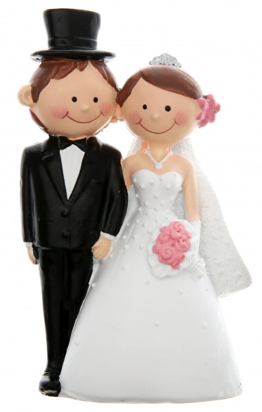 Levně Svatební figurka na dort Novomanželé 5,5x10cm