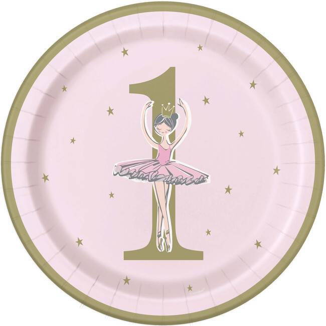 Levně Talíř 1.narozeniny holčička Ballerina 23cm 8ks