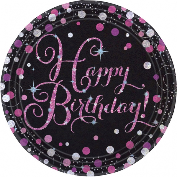 Levně Talíř Happy Birthday Pink Diamonds 22cm 8ks