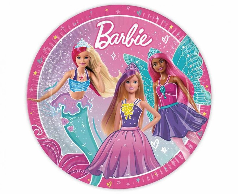 Levně Papírové talíře Barbie 23cm 8ks