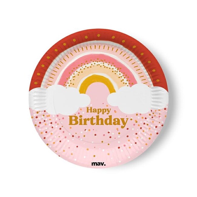 Levně Talířek velký Happy Birthday Rosegold duha 23cm 8ks